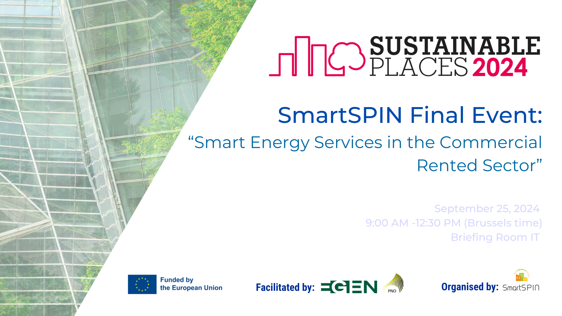 SmartSPIN Final Workshop: "Smart Energy Services in the Commercial Rented Sector" banner
