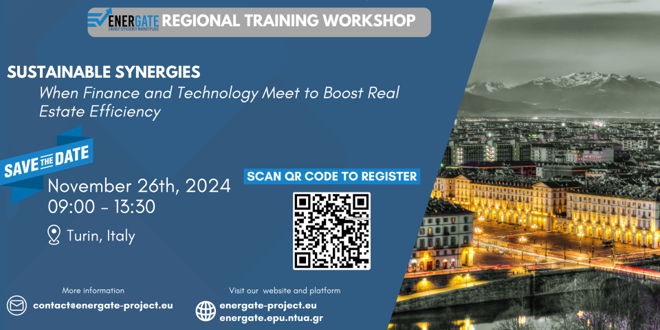 ENERGATE 3rd Regional Training Workshop in Turin, Italy banner